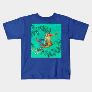 LOVE IN THE BLUE ABYSS Mermaid Fall in Love with a Triton Half Sea Dragon Kids T-Shirt